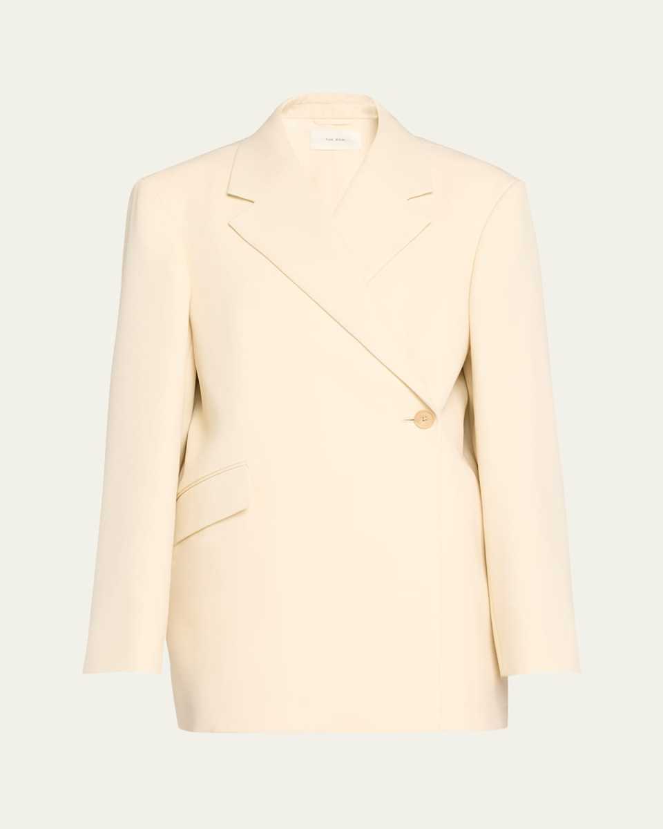 Azul One-Button Wool Jacket, Ivory